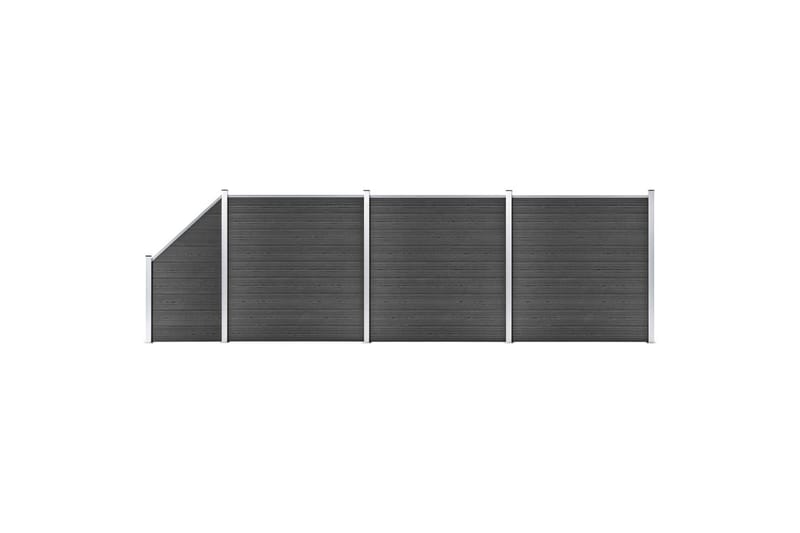 Gjerdepanelsett WPC 619x(105-186) cm svart - Svart - Hus & oppussing - Innsynsbeskyttelse & innhegning - Gjerde