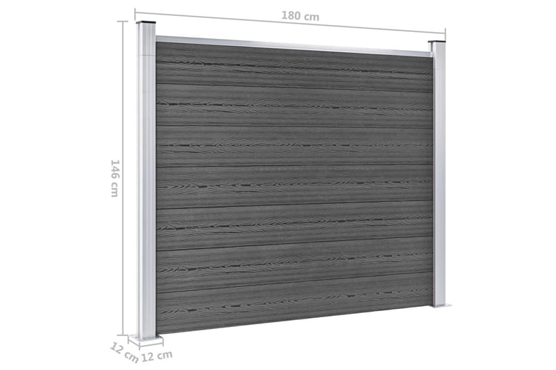 Gjerdepanelsett WPC 699x146 cm svart - Svart - Tregjerde