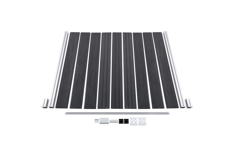 Gjerdesett WPC 1 firkantet + 1 slisset 273x186 cm grå - Grå - Hus & oppussing - Innsynsbeskyttelse & innhegning - Gjerde