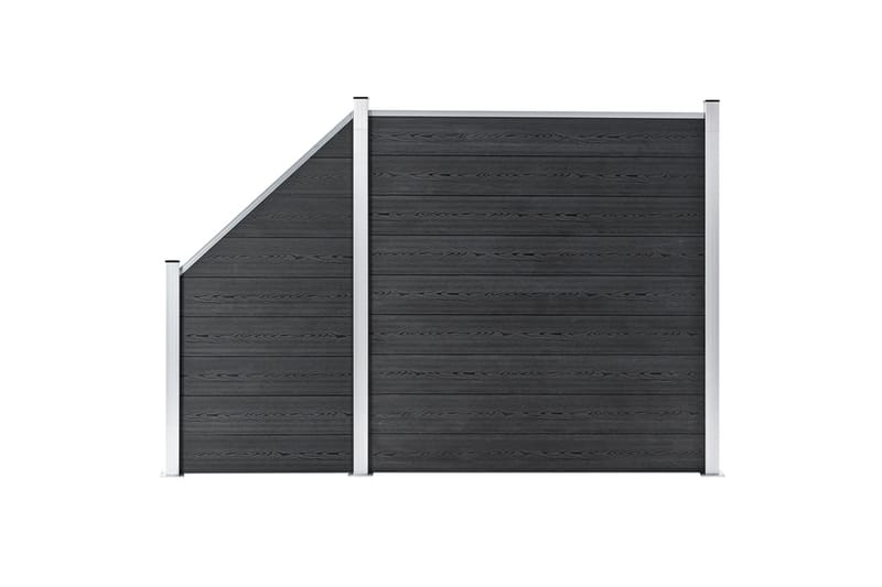 Gjerdesett WPC 1 firkantet + 1 slisset 273x186 cm grå - Grå - Hus & oppussing - Innsynsbeskyttelse & innhegning - Gjerde