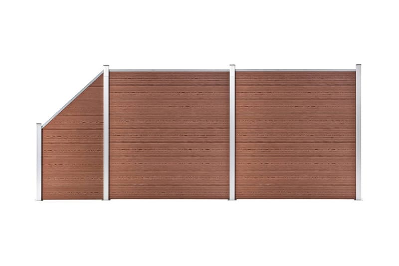 Gjerdesett WPC 2 firkantet + 1 slisset 446x186 cm brun - Hus & oppussing - Innsynsbeskyttelse & innhegning - Gjerde