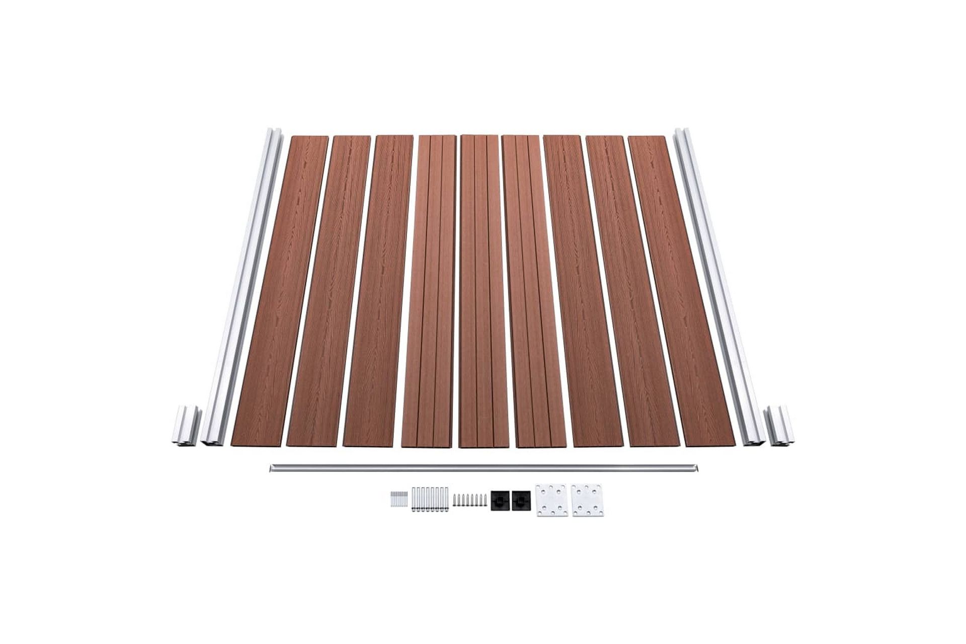 Gjerdesett WPC 4 firkantet + 1 slisset 792x186 cm brun - Hus & oppussing - Innsynsbeskyttelse & innhegning - Gjerde