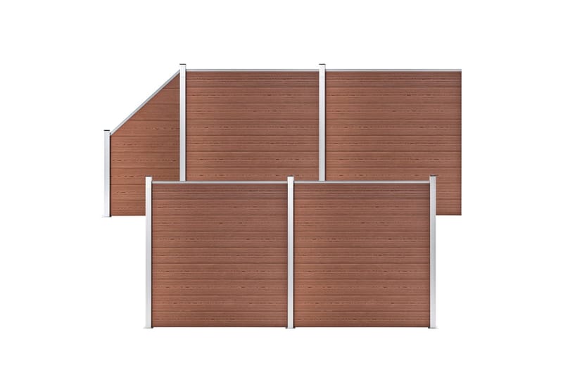 Gjerdesett WPC 4 firkantet + 1 slisset 792x186 cm brun - Hus & oppussing - Innsynsbeskyttelse & innhegning - Gjerde