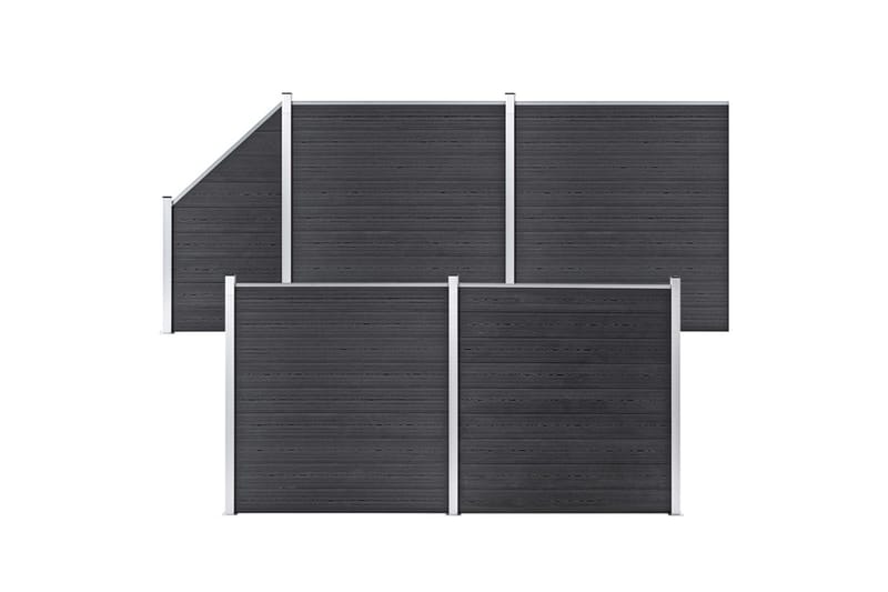 Gjerdesett WPC 4 firkantet + 1 slisset 792x186 cm grå - Hus & oppussing - Innsynsbeskyttelse & innhegning - Gjerde