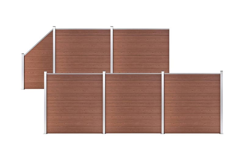 Gjerdesett WPC 5 firkantet + 1 slisset 965x186 cm brun - Hus & oppussing - Innsynsbeskyttelse & innhegning - Gjerde