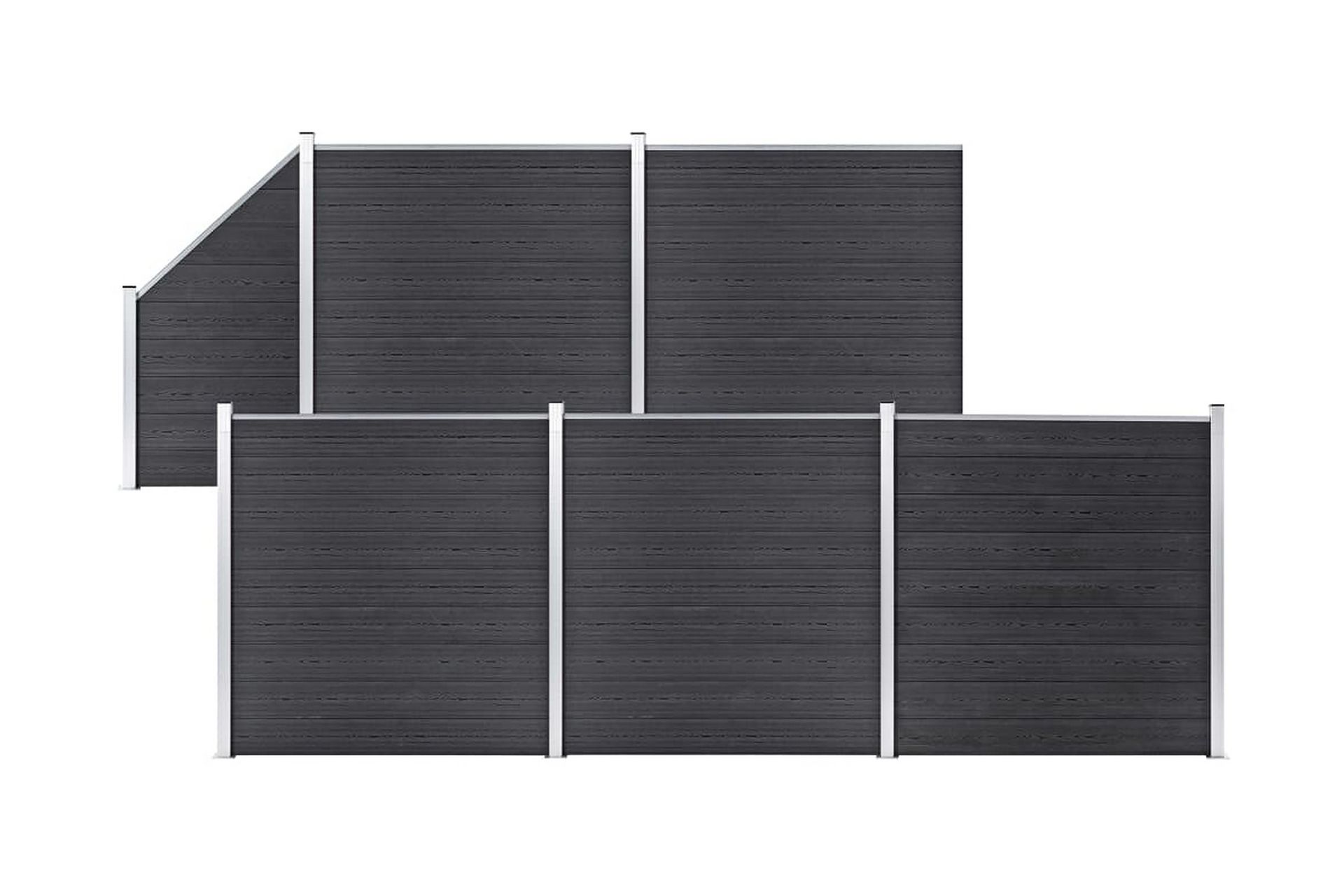 Gjerdesett WPC 5 firkantet + 1 slisset 965x186 cm grå - Hus & oppussing - Innsynsbeskyttelse & innhegning - Gjerde