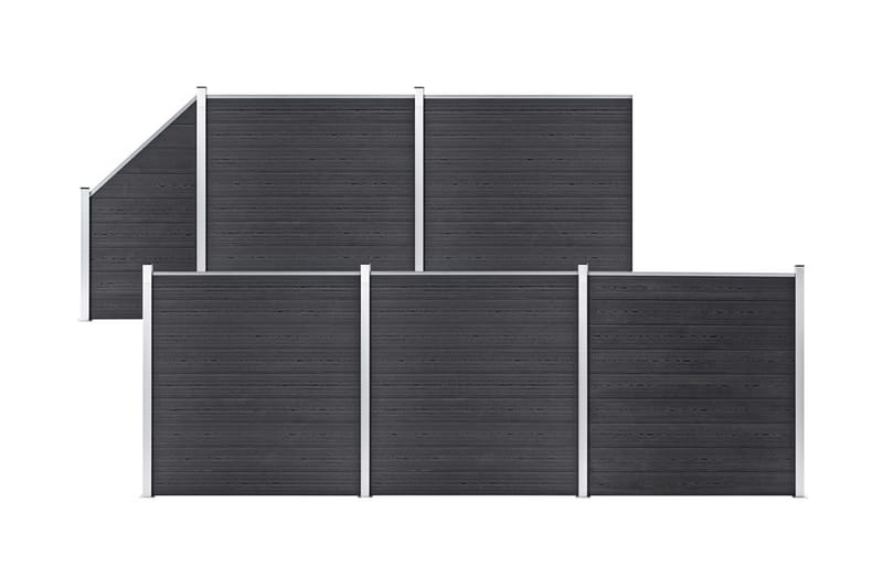 Gjerdesett WPC 5 firkantet + 1 slisset 965x186 cm grå - Hus & oppussing - Innsynsbeskyttelse & innhegning - Gjerde