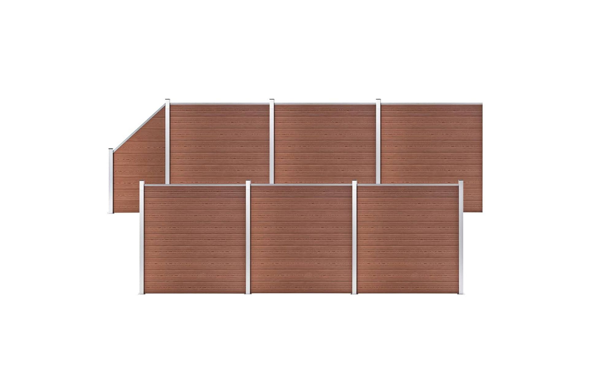 Gjerdesett WPC 6 firkantet + 1 slisset 1138x186 cm brun - Hus & oppussing - Innsynsbeskyttelse & innhegning - Gjerde