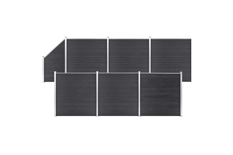Gjerdesett WPC 6 firkantet + 1 slisset 1138x186 cm grå - Hus & oppussing - Innsynsbeskyttelse & innhegning - Gjerde