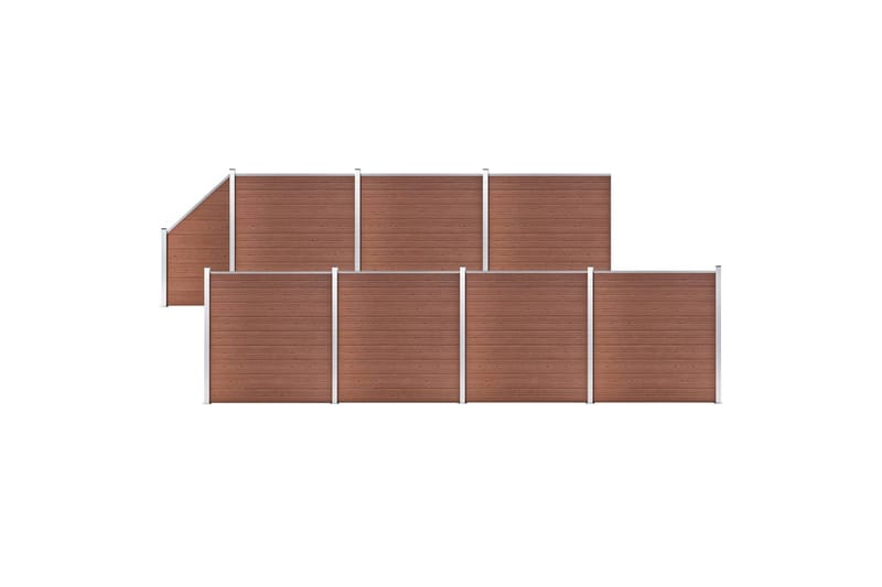 Gjerdesett WPC 7 firkantet + 1 slisset 1311x186 cm brun - Hus & oppussing - Innsynsbeskyttelse & innhegning - Gjerde