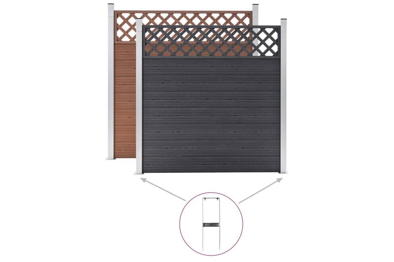 Jordspyd 2 stk for WPC gjerde stål 40 cm - Hus & oppussing - Innsynsbeskyttelse & innhegning - Gjerde