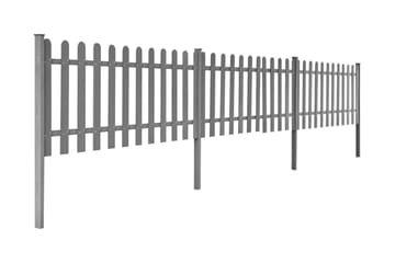 Stakittgjerde med stolper 3 stk WPC 600x60 cm - Grå - Hus & oppussing - Innsynsbeskyttelse & innhegning - Gjerde