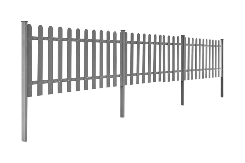 Stakittgjerde med stolper 3 stk WPC 600x60 cm - Grå - Hus & oppussing - Innsynsbeskyttelse & innhegning - Gjerde