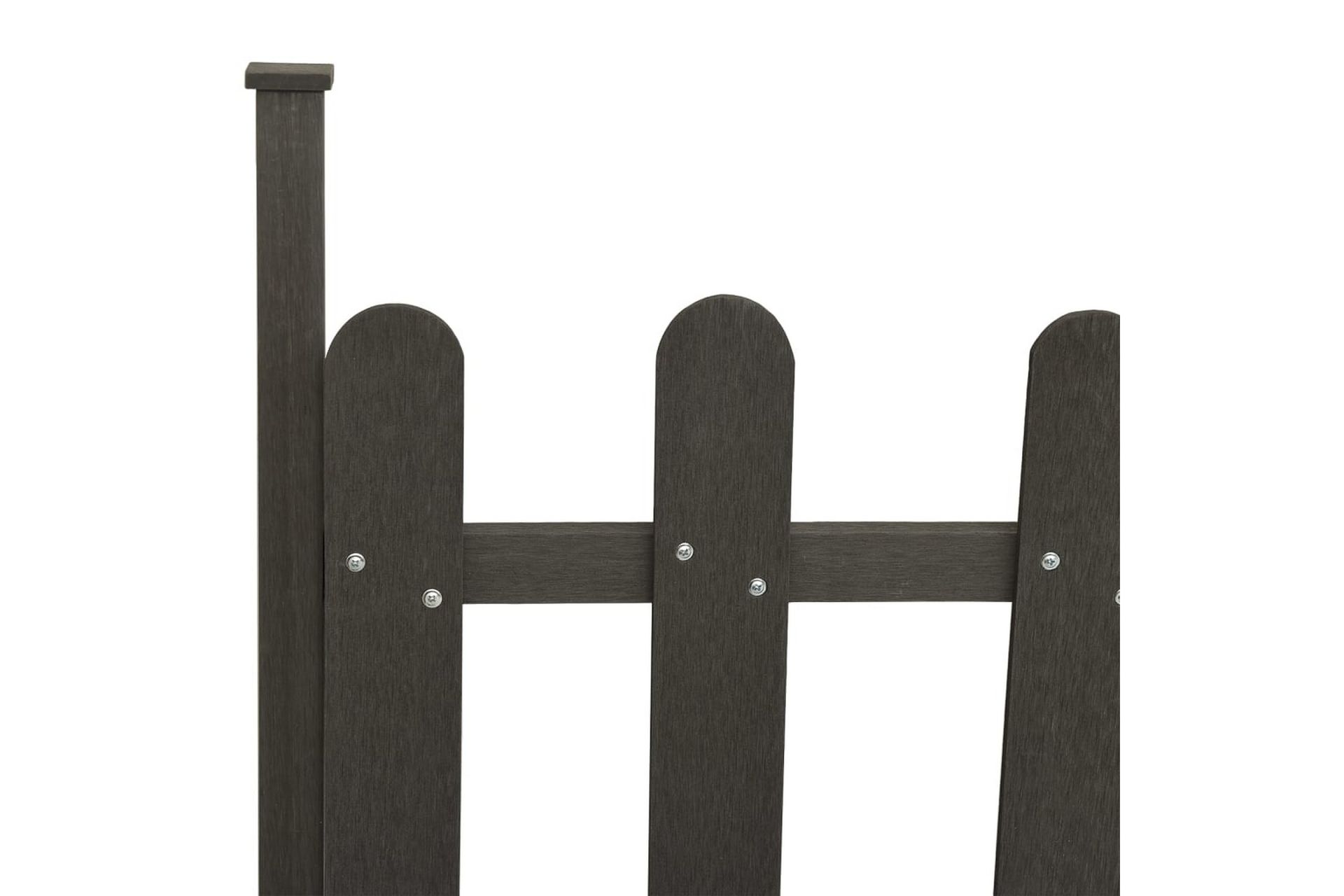 Stakittgjerde med stolper 3 stk WPC 614x80 cm - Grå - Hus & oppussing - Innsynsbeskyttelse & innhegning - Gjerde