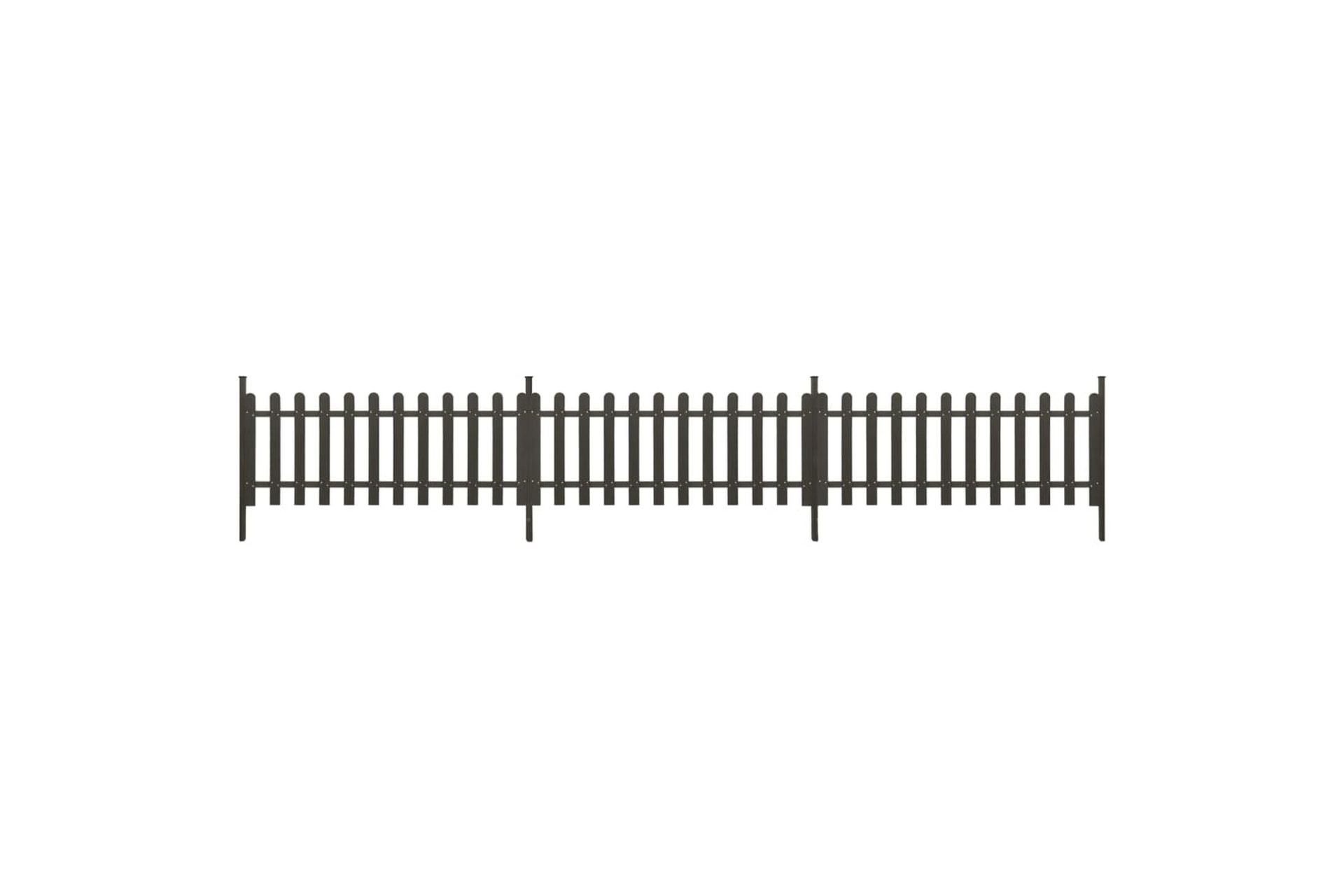 Stakittgjerde med stolper 3 stk WPC 614x80 cm - Grå - Hus & oppussing - Innsynsbeskyttelse & innhegning - Gjerde
