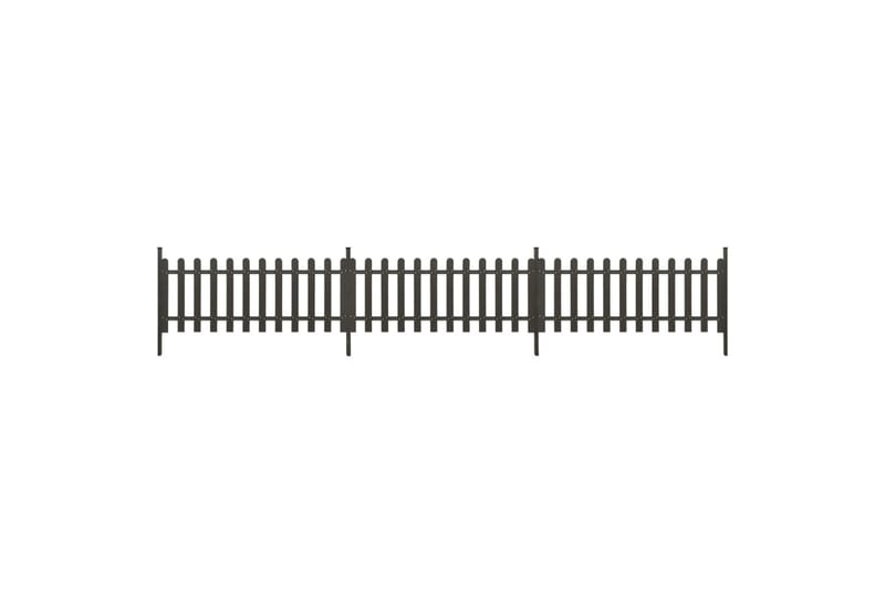 Stakittgjerde med stolper 3 stk WPC 614x80 cm - Grå - Hus & oppussing - Innsynsbeskyttelse & innhegning - Gjerde