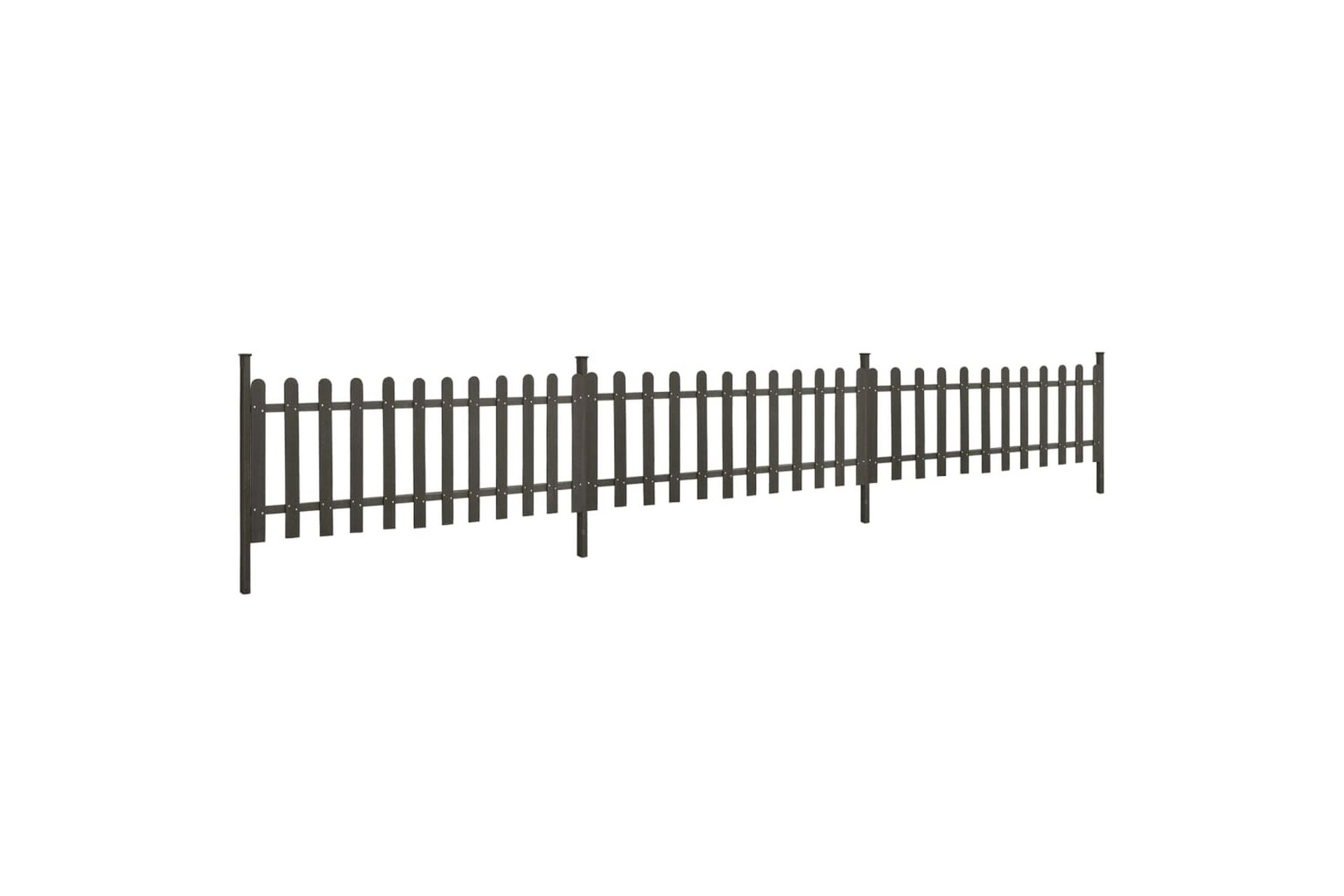 Stakittgjerde med stolper 3 stk WPC 614x80 cm - Grå - Hus & oppussing - Innsynsbeskyttelse & innhegning - Gjerde