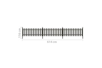 Stakittgjerde med stolper 3 stk WPC 614x80 cm - Grå - Hus & oppussing - Innsynsbeskyttelse & innhegning - Gjerde