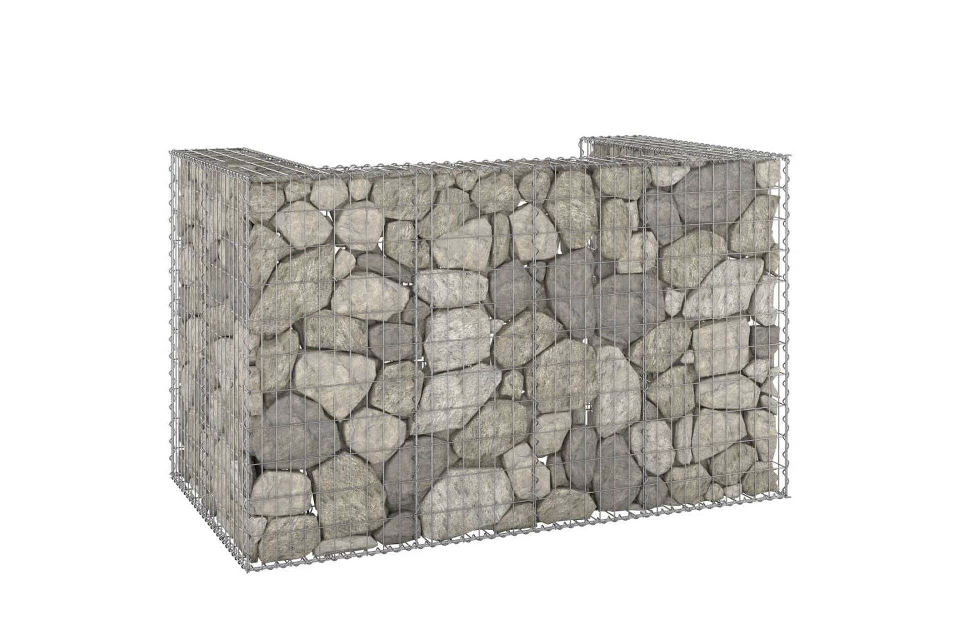 Gabion for søppeldunkskur galvanisert stål 180x100x110 cm - Silver - Hus & oppussing - Innsynsbeskyttelse & innhegning - Mur