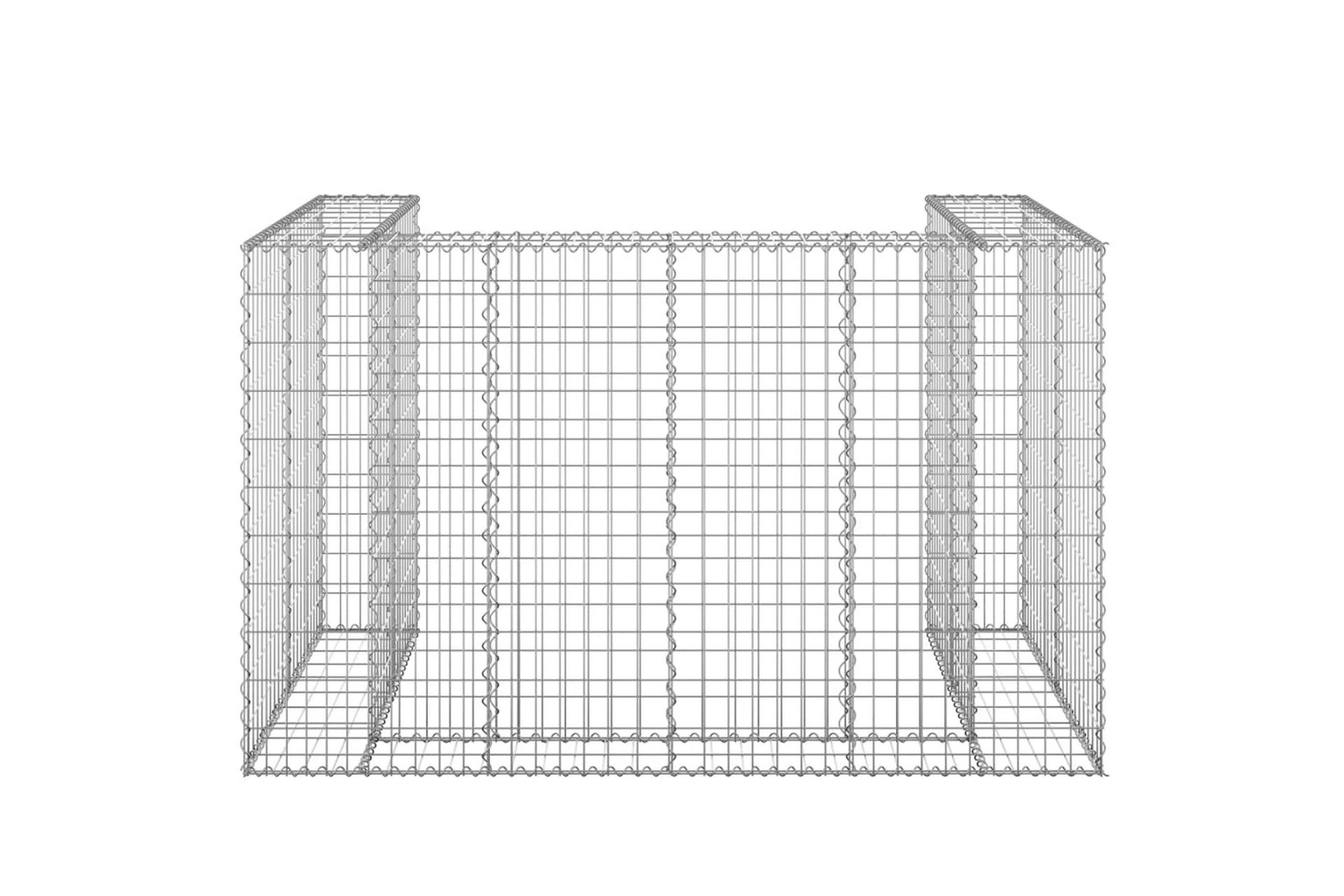 Gabion for søppeldunkskur galvanisert stål 180x100x110 cm - Silver - Hus & oppussing - Innsynsbeskyttelse & innhegning - Mur