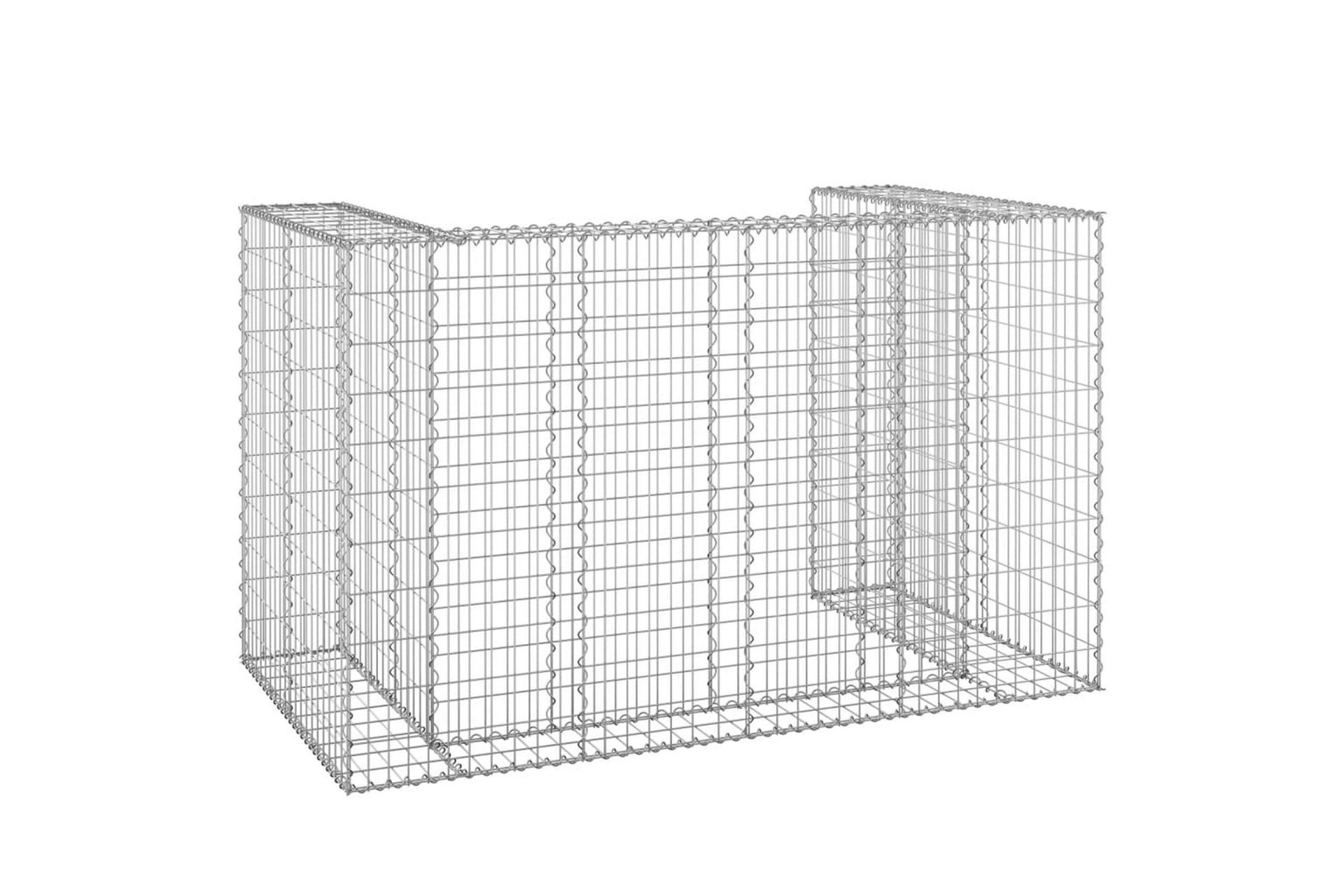 Gabion for søppeldunkskur galvanisert stål 180x100x110 cm - Silver - Hus & oppussing - Innsynsbeskyttelse & innhegning - Mur