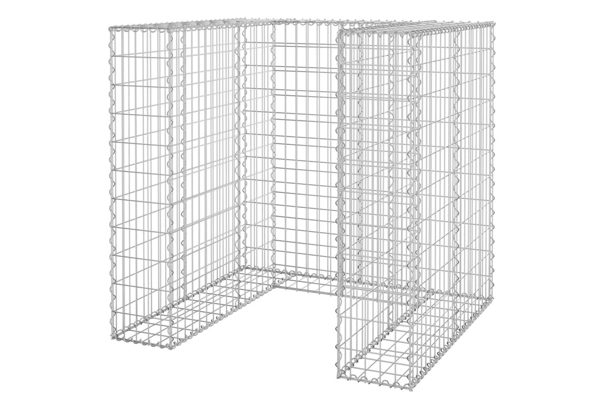 Gabion for søppeldunkskur galvanisert stål 110x100x110 cm - Silver - Hus & oppussing - Innsynsbeskyttelse & innhegning - Mur