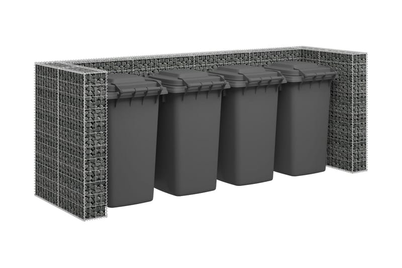 Gabion for søppeldunkskur galvanisert stål 320x100x120 cm - Silver - Hus & oppussing - Innsynsbeskyttelse & innhegning - Mur