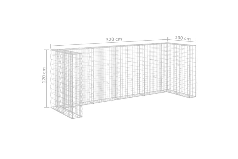 Gabion for søppeldunkskur galvanisert stål 320x100x120 cm - Silver - Hus & oppussing - Innsynsbeskyttelse & innhegning - Mur