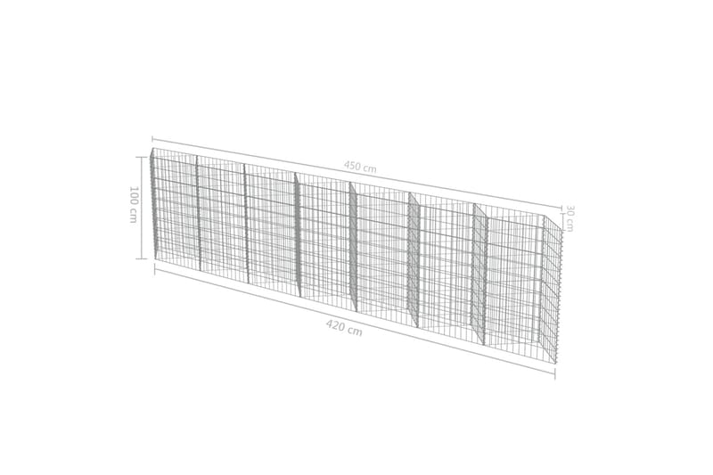 Gabion galvanisert stål 450x30x100 cm - Hus & oppussing - Innsynsbeskyttelse & innhegning - Mur