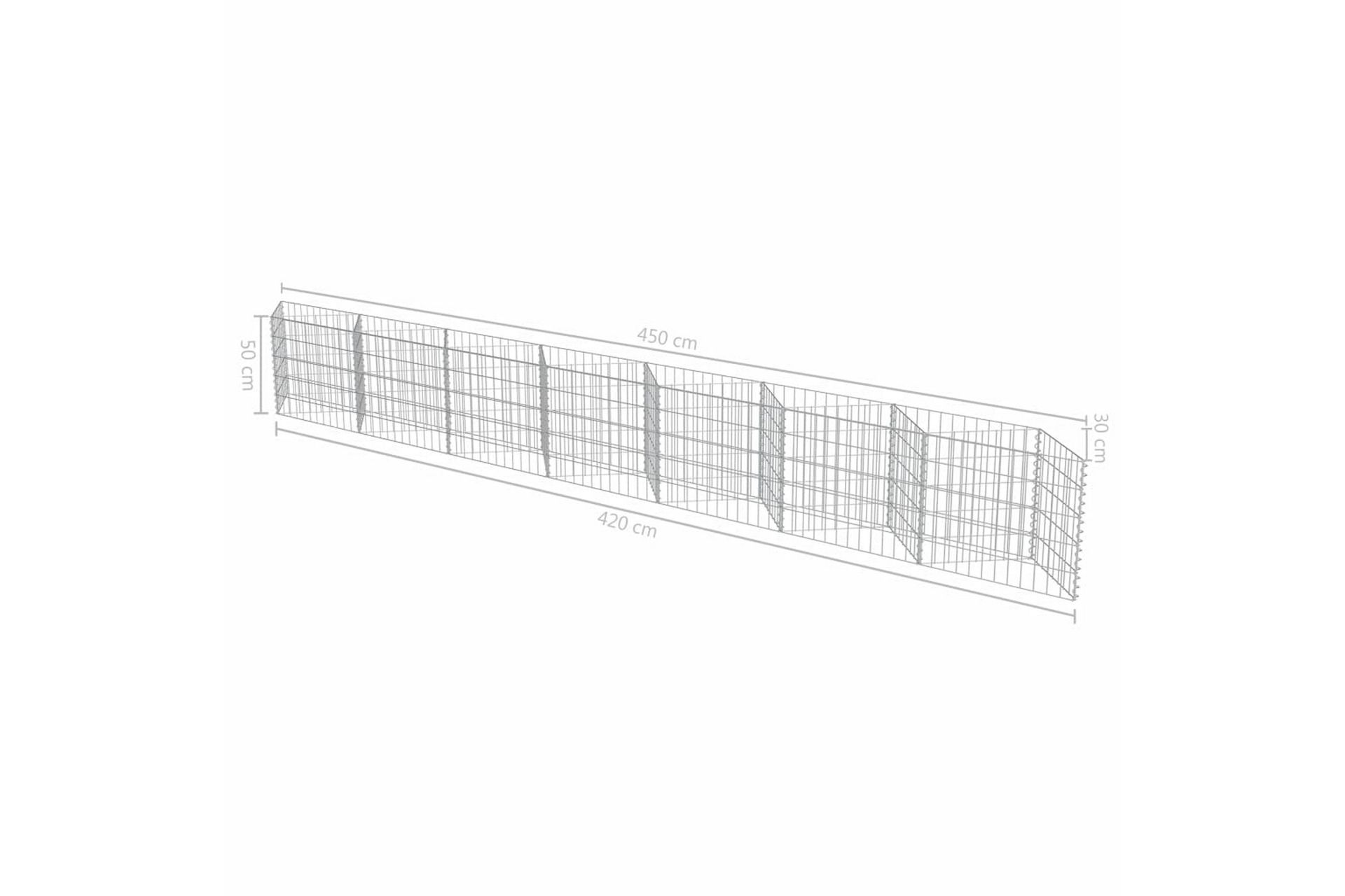 Gabion galvanisert stål 450x30x50 cm - Hus & oppussing - Innsynsbeskyttelse & innhegning - Mur