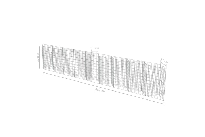 Gabion galvanisert stål 630x30x100 cm - Hus & oppussing - Innsynsbeskyttelse & innhegning - Mur