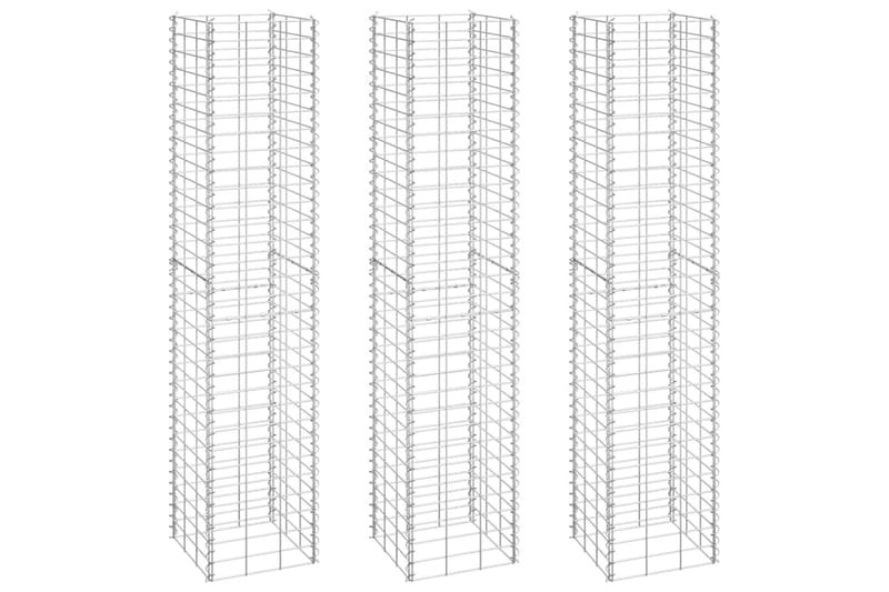 Gabion høybed 3 stk 30x30x150 cm jern - Silver - Hus & oppussing - Innsynsbeskyttelse & innhegning - Mur