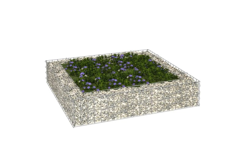 Gabion høybed galvanisert stål 100x100x20 cm - Silver - Hus & oppussing - Innsynsbeskyttelse & innhegning - Mur