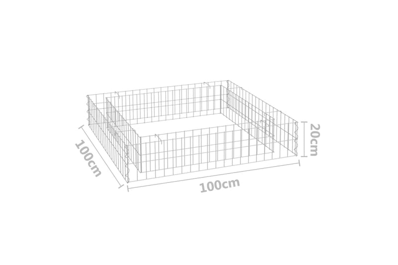 Gabion høybed galvanisert stål 100x100x20 cm - Silver - Hus & oppussing - Innsynsbeskyttelse & innhegning - Mur