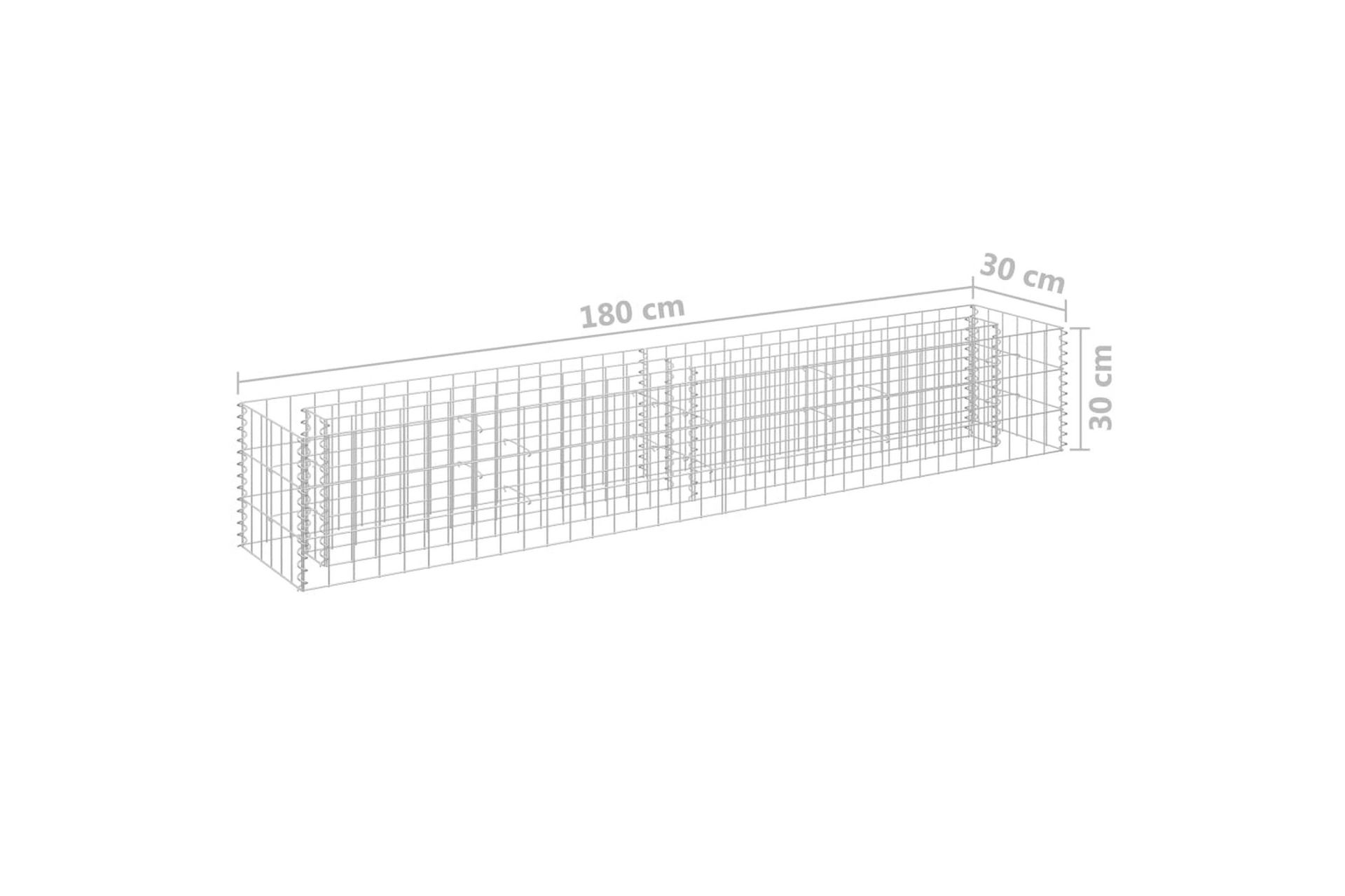Gabion høybed galvanisert stål 180x30x30 cm - Hus & oppussing - Innsynsbeskyttelse & innhegning - Mur