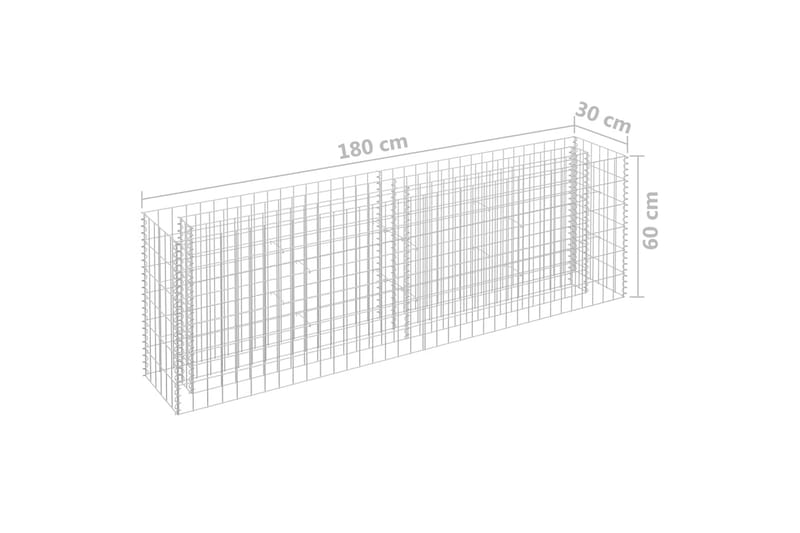 Gabion høybed galvanisert stål 180x30x60 cm - Silver - Hus & oppussing - Innsynsbeskyttelse & innhegning - Mur