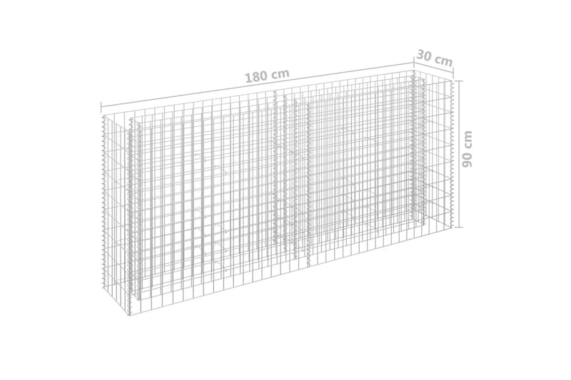 Gabion høybed galvanisert stål 180x30x90 cm - Gabion