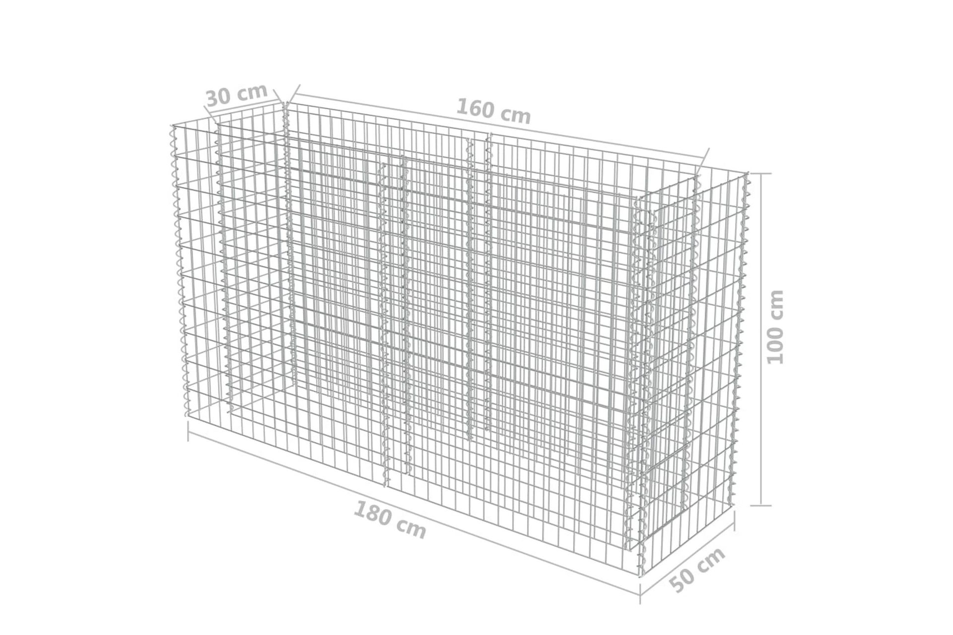 Gabion høybed galvanisert stål 180x50x100 cm - Hus & oppussing - Innsynsbeskyttelse & innhegning - Mur