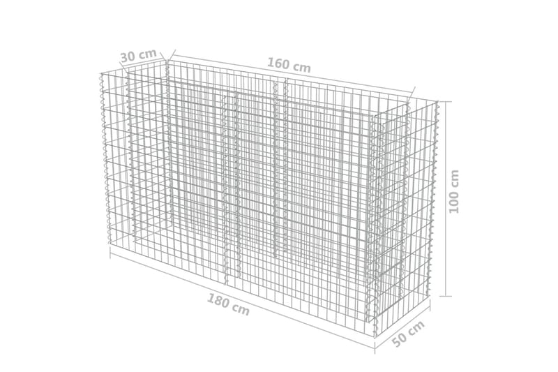 Gabion høybed galvanisert stål 180x50x100 cm - Hus & oppussing - Innsynsbeskyttelse & innhegning - Mur