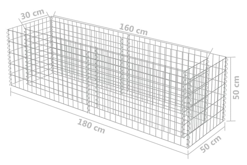 Gabion høybed galvanisert stål 180x50x50 cm - Hus & oppussing - Innsynsbeskyttelse & innhegning - Mur