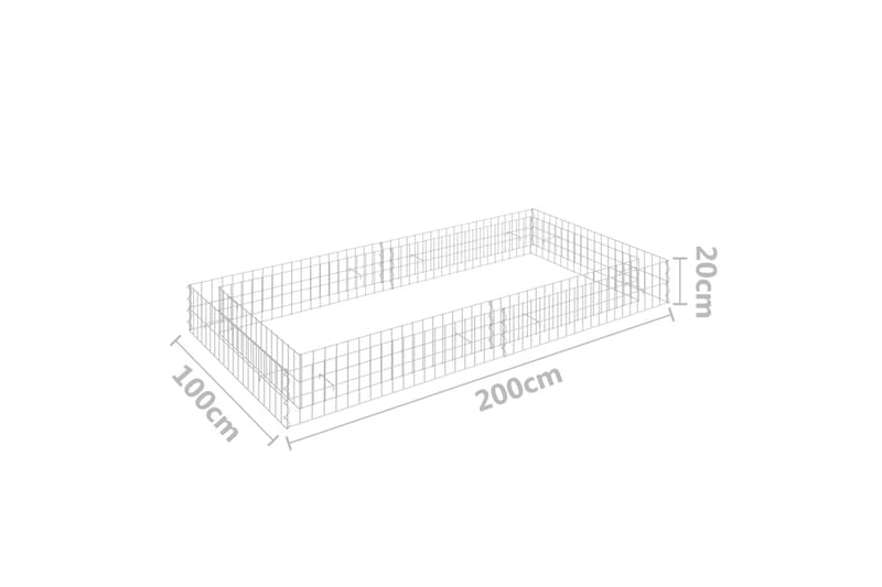 Gabion høybed galvanisert stål 200x100x20 cm - Silver - Hus & oppussing - Innsynsbeskyttelse & innhegning - Mur