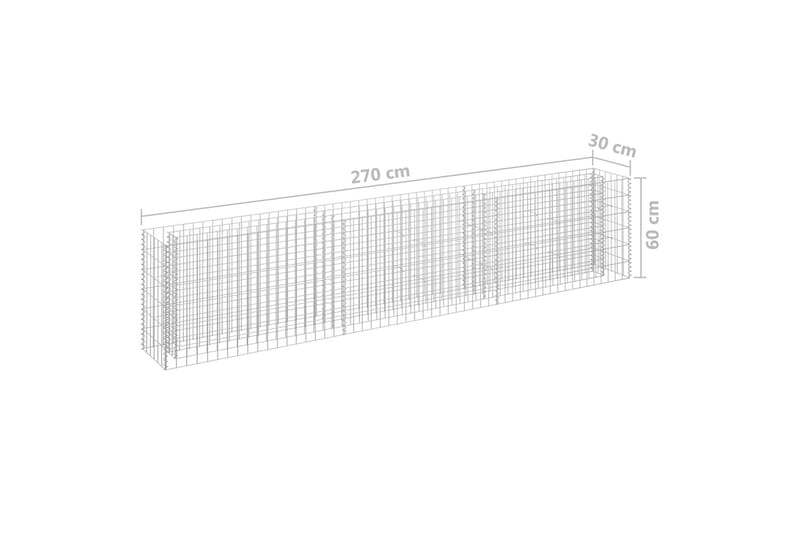 Gabion høybed galvanisert stål 270x30x60 cm - Silver - Gabion