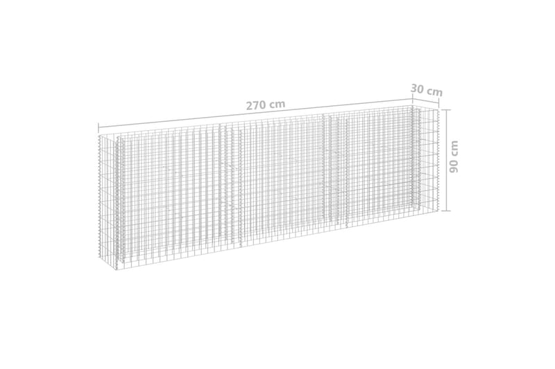 Gabion høybed galvanisert stål 270x30x90 cm - Gabion