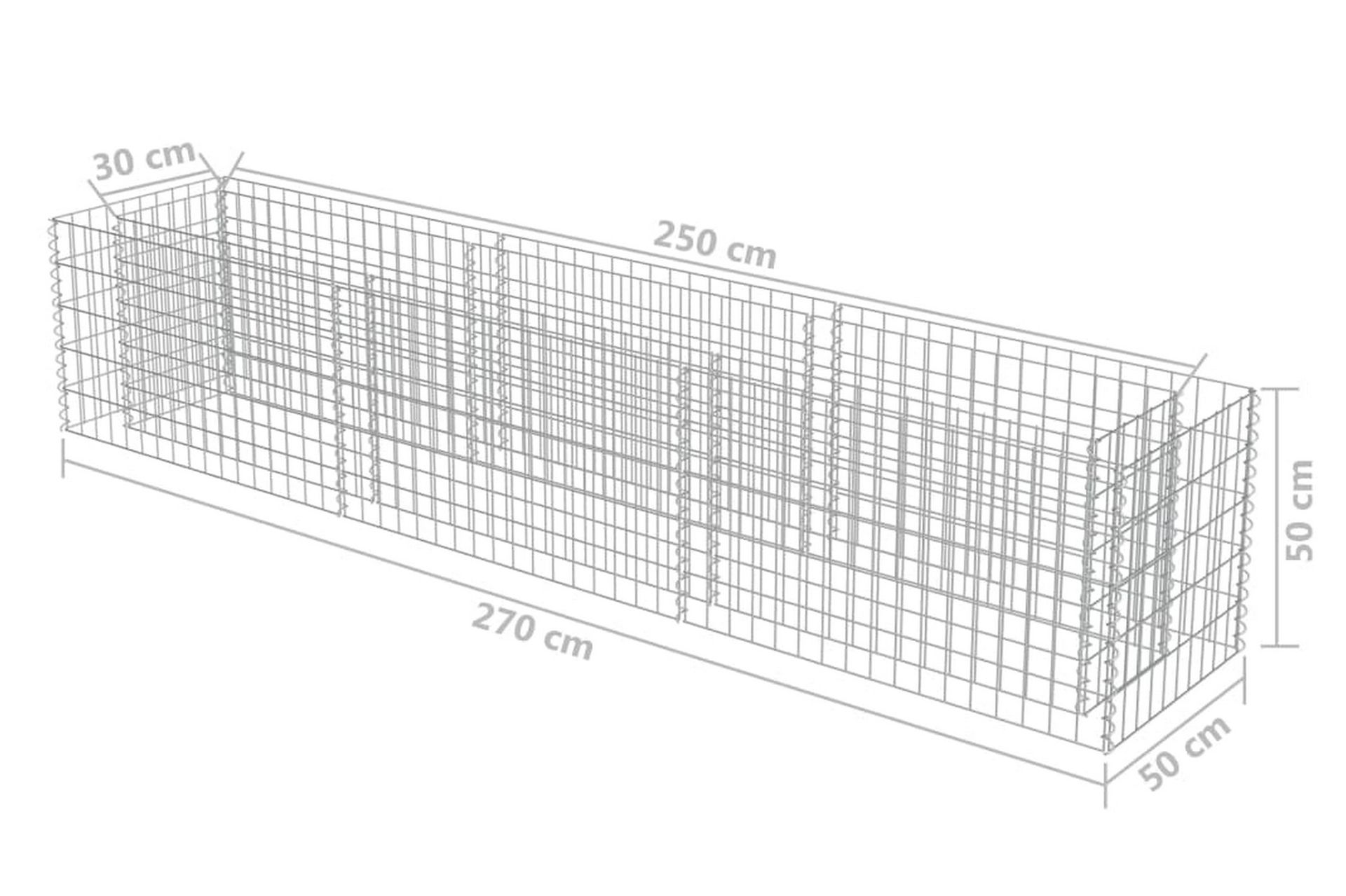 Gabion høybed galvanisert stål 270x50x50 cm - Hus & oppussing - Innsynsbeskyttelse & innhegning - Mur