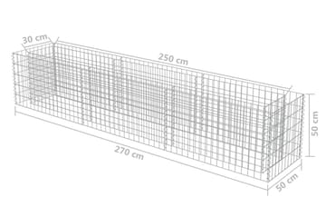 Gabion høybed galvanisert stål 270x50x50 cm - Hus & oppussing - Innsynsbeskyttelse & innhegning - Mur