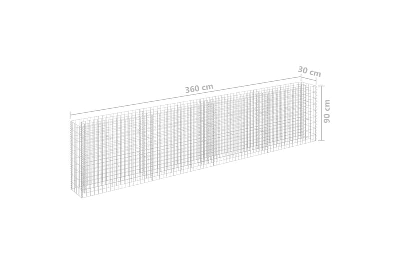Gabion høybed galvanisert stål 360x30x90 cm - Silver - Hus & oppussing - Innsynsbeskyttelse & innhegning - Mur