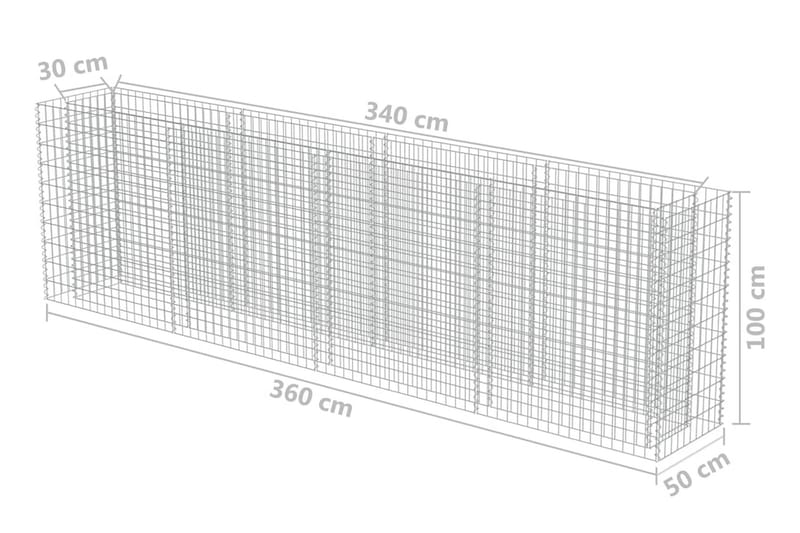 Gabion høybed galvanisert stål 360x50x100 cm - Hus & oppussing - Innsynsbeskyttelse & innhegning - Mur