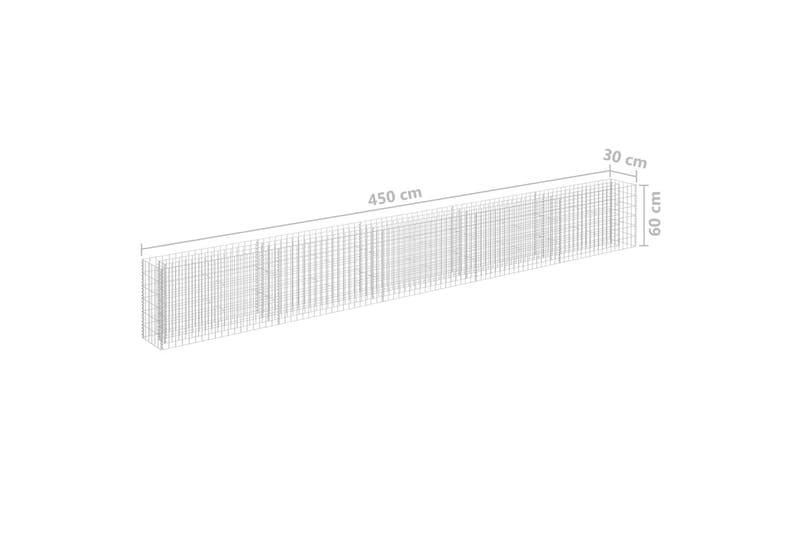 Gabion høybed galvanisert stål 450x30x60 cm - Silver - Hus & oppussing - Innsynsbeskyttelse & innhegning - Mur