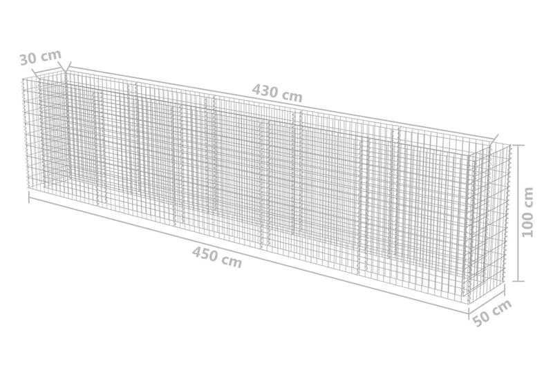 Gabion høybed galvanisert stål 450x50x100 cm - Hus & oppussing - Innsynsbeskyttelse & innhegning - Mur