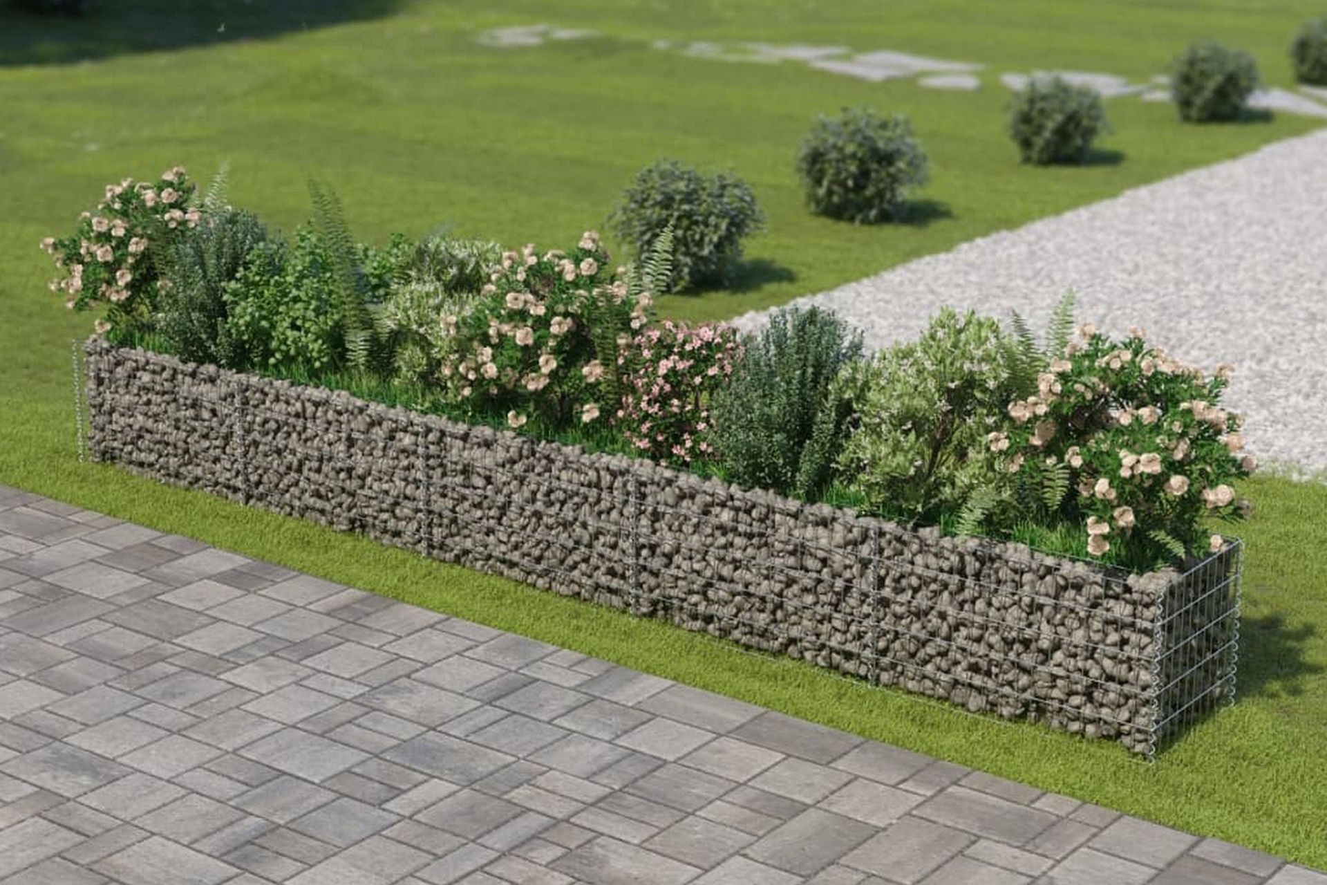 Gabion høybed galvanisert stål 450x50x50 cm - Hus & oppussing - Innsynsbeskyttelse & innhegning - Mur